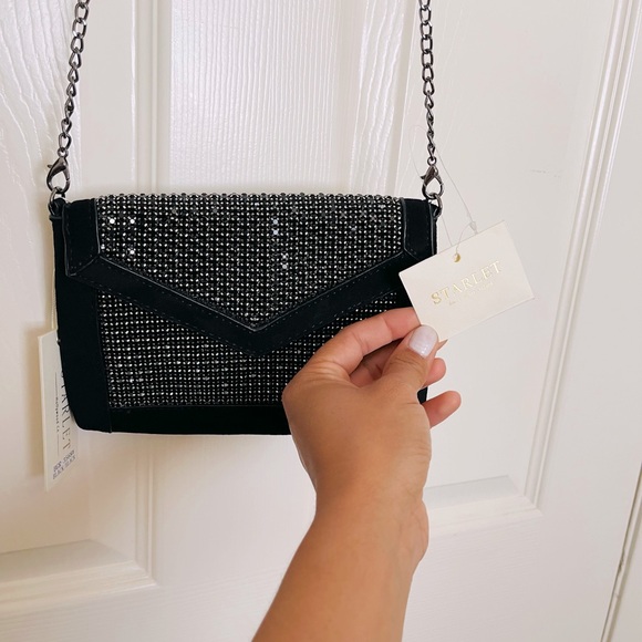 Evening clutch Nwot Starlet Hollywood black + silver chain bag + clutch